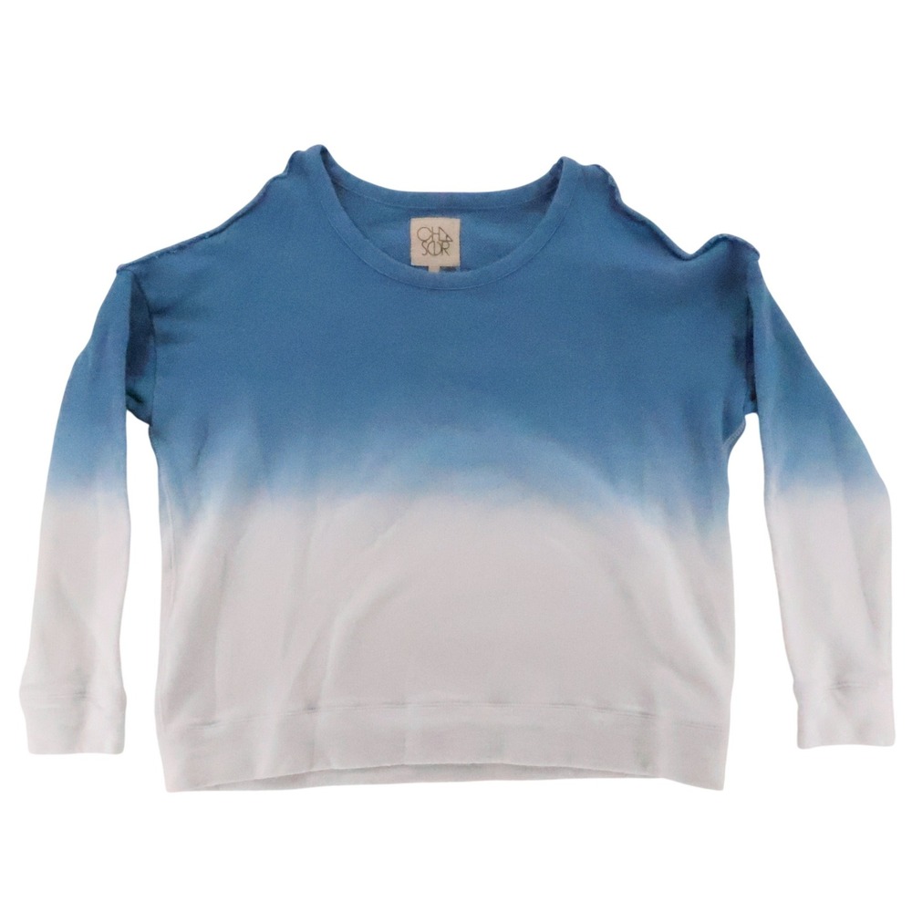 Chaser Ombre Cold Shoulder Sweatshirt Womens Size L Cotton Linen Ballet Core